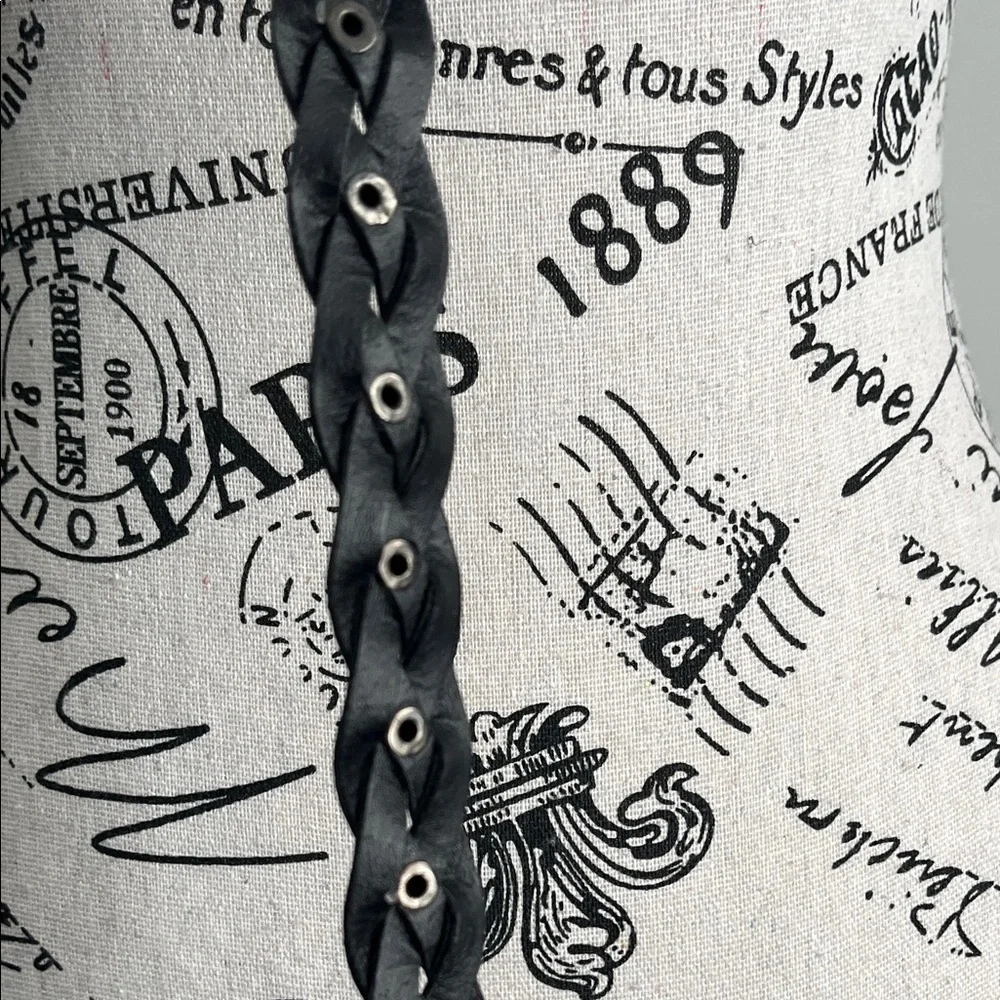 Black Braided Stud Belt Faux Leather - Picture 4 of 6